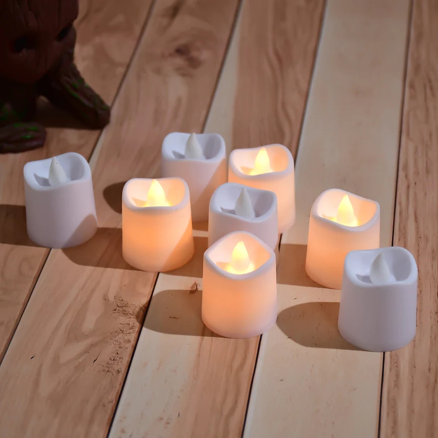 FLAMELESS LED TEALIGHTS, SMOKELESS PLASTIC DECORATIVE CANDLES - LED TEA LIGHT CANDLE FOR HOME DECORATION (PACK OF 24)