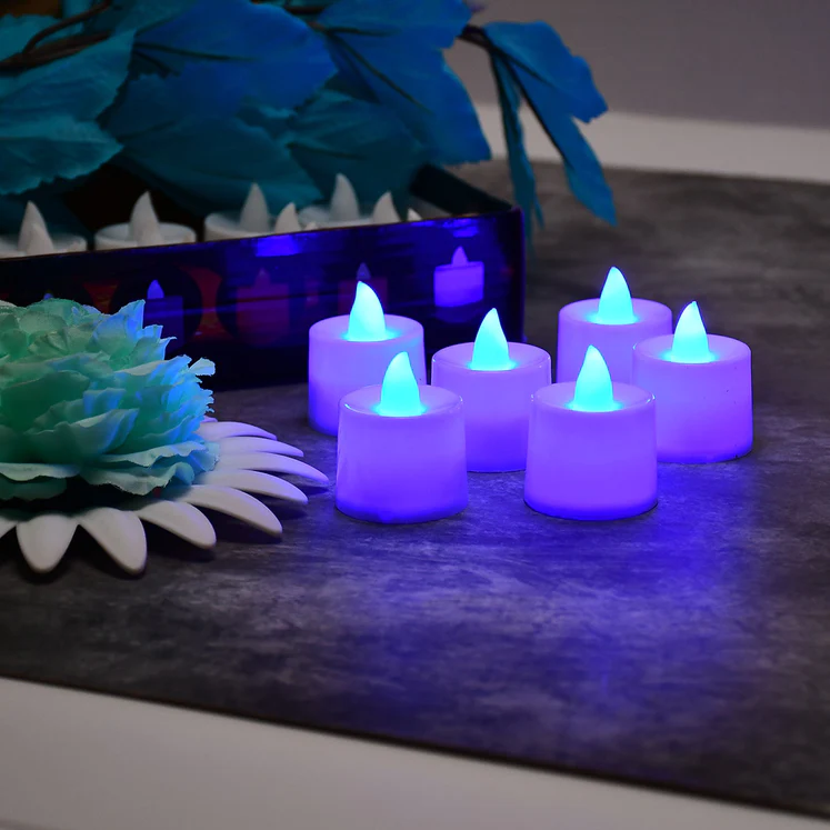 BLUE FLAMELESS LED TEALIGHTS (PACK OF 24)